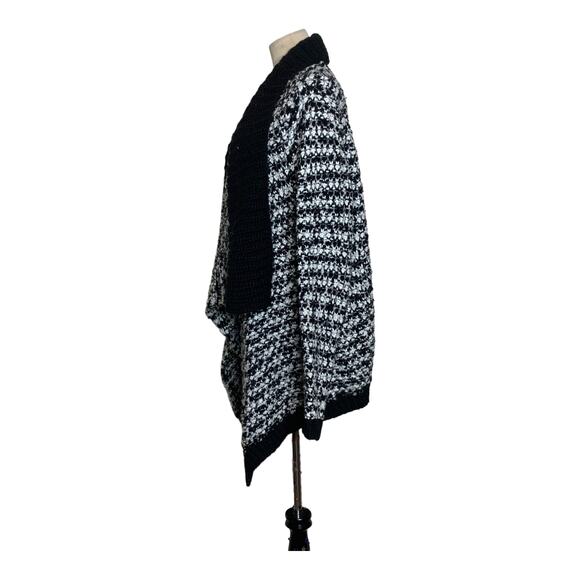 LOFT Black & White Wool Blend Front Cardigan Sweater size Large - Picture 6 of 8